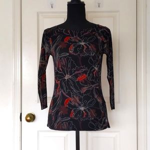 NWOT. Vintage The Limited Multi Color Patterned 3/4 Sleeve Sheer Blouse.